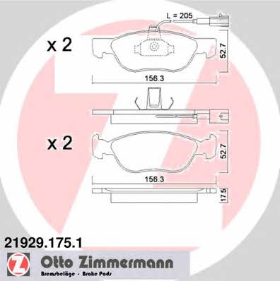 Otto Zimmermann 21929.175.1 Гальмівні колодки, комплект 219291751: Купити в Україні - Добра ціна на EXIST.UA!