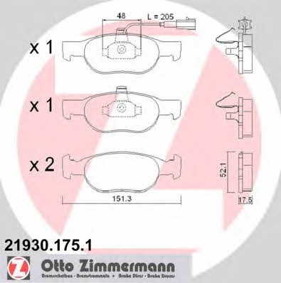 Otto Zimmermann 21930.175.1 Гальмівні колодки, комплект 219301751: Купити в Україні - Добра ціна на EXIST.UA!