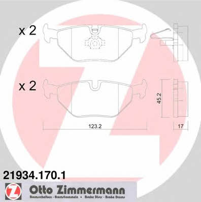 Otto Zimmermann 21934.170.1 Гальмівні колодки, комплект 219341701: Приваблива ціна - Купити в Україні на EXIST.UA!