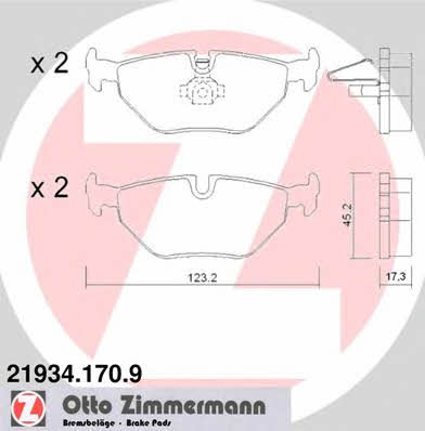 Otto Zimmermann 21934.170.9 Гальмівні колодки, комплект 219341709: Купити в Україні - Добра ціна на EXIST.UA!