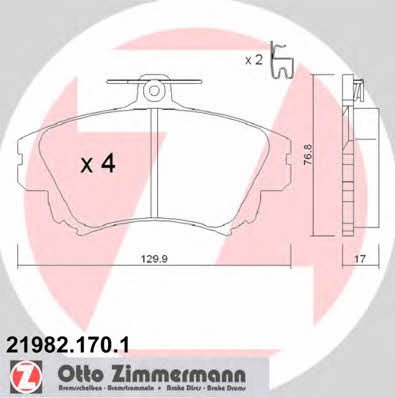 Otto Zimmermann 21982.170.1 Гальмівні колодки, комплект 219821701: Купити в Україні - Добра ціна на EXIST.UA!