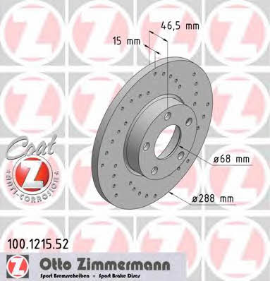 Otto Zimmermann 100.1215.52 Диск гальмівний передній вентильований 100121552: Купити в Україні - Добра ціна на EXIST.UA!