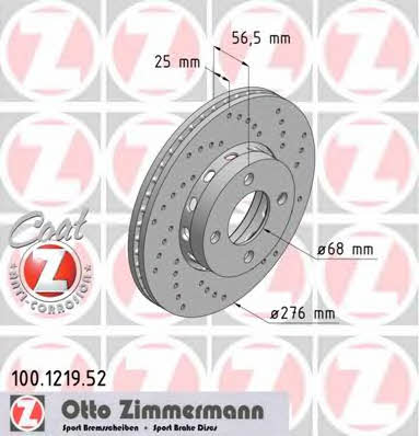 Otto Zimmermann 100.1219.52 Диск гальмівний передній вентильований 100121952: Купити в Україні - Добра ціна на EXIST.UA!