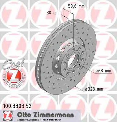 Otto Zimmermann 100.3303.52 Диск гальмівний передній вентильований 100330352: Купити в Україні - Добра ціна на EXIST.UA!