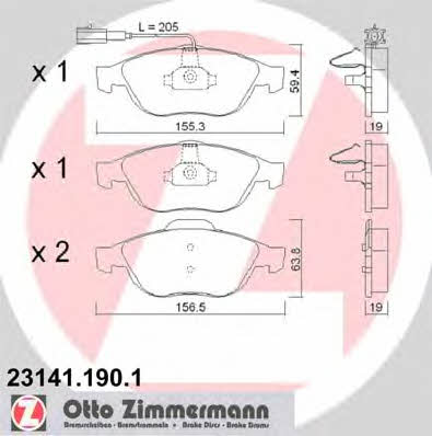 Otto Zimmermann 23141.190.1 Гальмівні колодки, комплект 231411901: Приваблива ціна - Купити в Україні на EXIST.UA!
