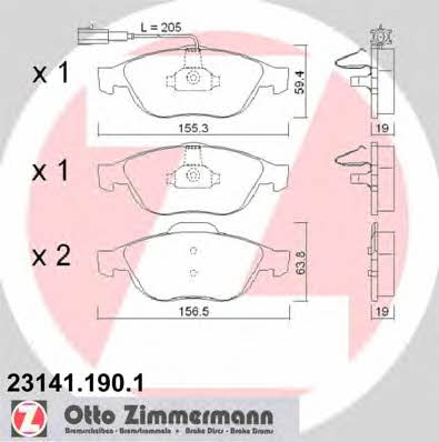 Колодки Alfa Romeo 147 (Альфа-Ромео 147): 231411901 Otto Zimmermann Тормозные колодки дисковые, комплект