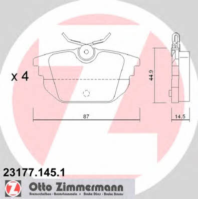 Otto Zimmermann 23177.145.1 Гальмівні колодки, комплект 231771451: Купити в Україні - Добра ціна на EXIST.UA!