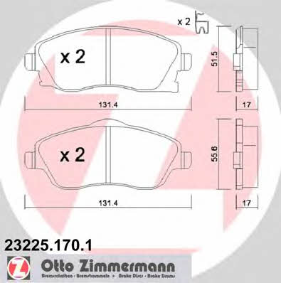 Otto Zimmermann 23225.170.1 Гальмівні колодки, комплект 232251701: Купити в Україні - Добра ціна на EXIST.UA!