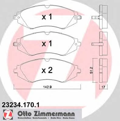 Otto Zimmermann 23234.170.1 Гальмівні колодки, комплект 232341701: Купити в Україні - Добра ціна на EXIST.UA!