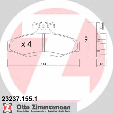 Otto Zimmermann 23237.155.1 Гальмівні колодки, комплект 232371551: Купити в Україні - Добра ціна на EXIST.UA!