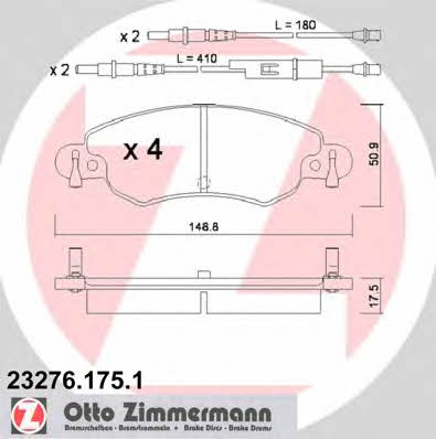 Otto Zimmermann 23276.175.1 Гальмівні колодки, комплект 232761751: Приваблива ціна - Купити в Україні на EXIST.UA!