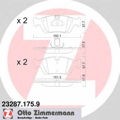 Otto Zimmermann 23287.175.9 Гальмівні колодки, комплект 232871759: Купити в Україні - Добра ціна на EXIST.UA!