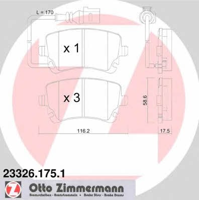 Otto Zimmermann 23326.175.1 Гальмівні колодки, комплект 233261751: Купити в Україні - Добра ціна на EXIST.UA!