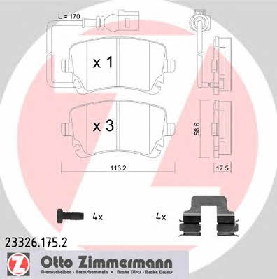 Otto Zimmermann 23326.175.2 Гальмівні колодки, комплект 233261752: Купити в Україні - Добра ціна на EXIST.UA!