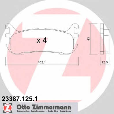 Otto Zimmermann 23387.125.1 Гальмівні колодки, комплект 233871251: Купити в Україні - Добра ціна на EXIST.UA!