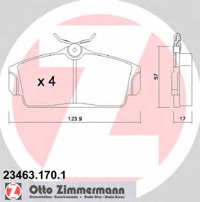Otto Zimmermann 23463.170.1 Гальмівні колодки, комплект 234631701: Купити в Україні - Добра ціна на EXIST.UA!