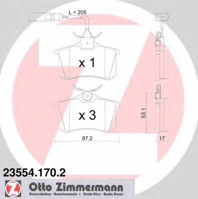 Otto Zimmermann 23554.170.2 Гальмівні колодки, комплект 235541702: Купити в Україні - Добра ціна на EXIST.UA!