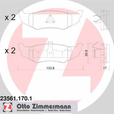 Otto Zimmermann 23561.170.1 Гальмівні колодки, комплект 235611701: Приваблива ціна - Купити в Україні на EXIST.UA!