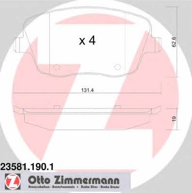 Otto Zimmermann 23581.190.1 Гальмівні колодки, комплект 235811901: Купити в Україні - Добра ціна на EXIST.UA!