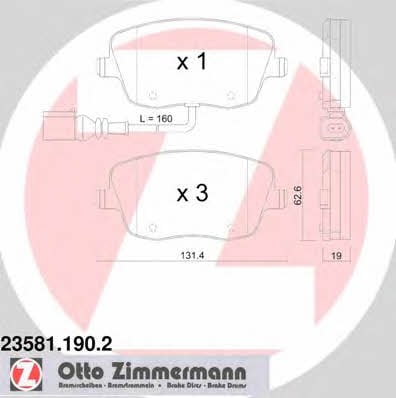 Otto Zimmermann 23581.190.2 Гальмівні колодки, комплект 235811902: Купити в Україні - Добра ціна на EXIST.UA!