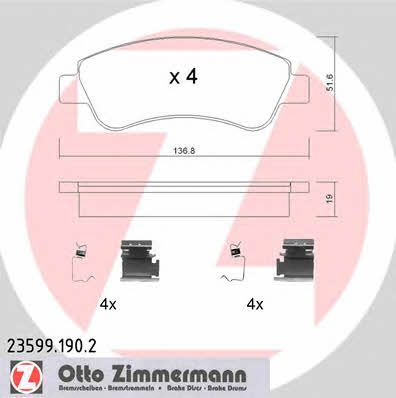 Otto Zimmermann 23599.190.2 Гальмівні колодки, комплект 235991902: Купити в Україні - Добра ціна на EXIST.UA!