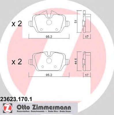 Otto Zimmermann 23623.170.1 Гальмівні колодки, комплект 236231701: Купити в Україні - Добра ціна на EXIST.UA!