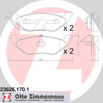 Otto Zimmermann 23626.170.1 Гальмівні колодки, комплект 236261701: Купити в Україні - Добра ціна на EXIST.UA!