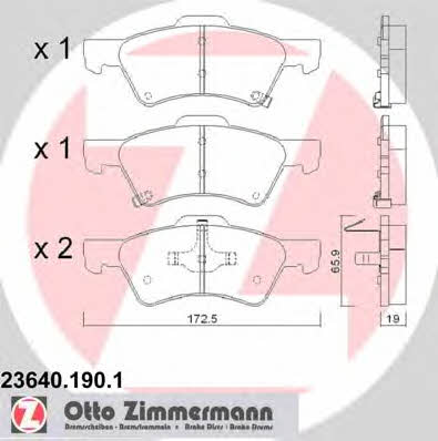 Otto Zimmermann 23640.190.1 Гальмівні колодки, комплект 236401901: Купити в Україні - Добра ціна на EXIST.UA!