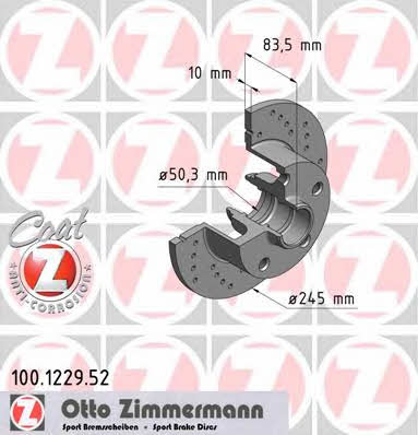 Otto Zimmermann 100.1229.52 Диск гальмівний 100122952: Купити в Україні - Добра ціна на EXIST.UA!