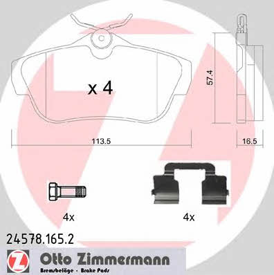 Otto Zimmermann 24578.165.2 Гальмівні колодки, комплект 245781652: Купити в Україні - Добра ціна на EXIST.UA!