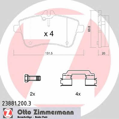 Otto Zimmermann 23881.200.3 Гальмівні колодки, комплект 238812003: Купити в Україні - Добра ціна на EXIST.UA!