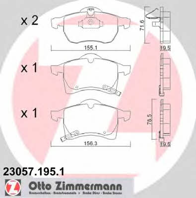 Otto Zimmermann 23057.195.1 Гальмівні колодки, комплект 230571951: Купити в Україні - Добра ціна на EXIST.UA!