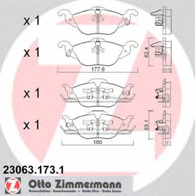 Otto Zimmermann 23063.173.1 Гальмівні колодки, комплект 230631731: Купити в Україні - Добра ціна на EXIST.UA!