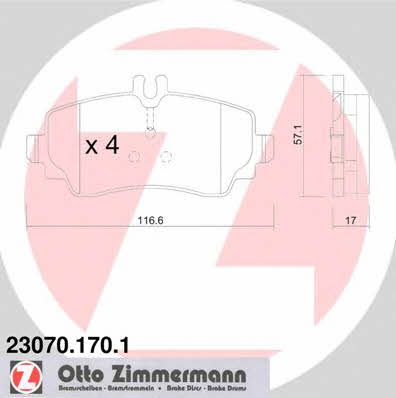 Otto Zimmermann 23070.170.1 Гальмівні колодки, комплект 230701701: Купити в Україні - Добра ціна на EXIST.UA!