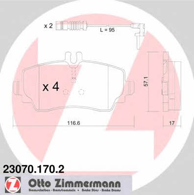 Otto Zimmermann 23070.170.2 Гальмівні колодки, комплект 230701702: Купити в Україні - Добра ціна на EXIST.UA!