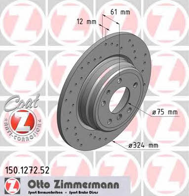 Otto Zimmermann 150.1272.52 Диск гальмівний задній невентильований 150127252: Купити в Україні - Добра ціна на EXIST.UA!