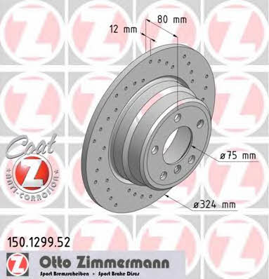 Otto Zimmermann 150.1299.52 Диск гальмівний задній невентильований 150129952: Купити в Україні - Добра ціна на EXIST.UA!