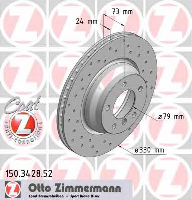 Otto Zimmermann 150.3428.52 Диск гальмівний передній вентильований 150342852: Купити в Україні - Добра ціна на EXIST.UA!