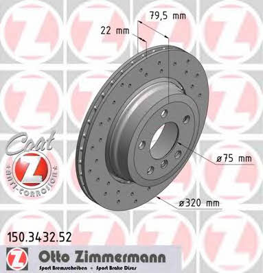 Otto Zimmermann 150.3432.52 Диск гальмівний задній вентильований 150343252: Купити в Україні - Добра ціна на EXIST.UA!