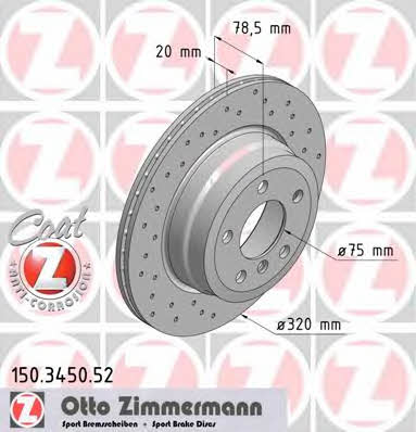 Otto Zimmermann 150.3450.52 Диск гальмівний задній вентильований 150345052: Купити в Україні - Добра ціна на EXIST.UA!