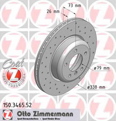 Otto Zimmermann 150.3465.52 Диск гальмівний передній вентильований 150346552: Купити в Україні - Добра ціна на EXIST.UA!