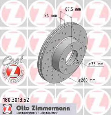 Otto Zimmermann 180.3013.52 Диск гальмівний передній вентильований 180301352: Купити в Україні - Добра ціна на EXIST.UA!