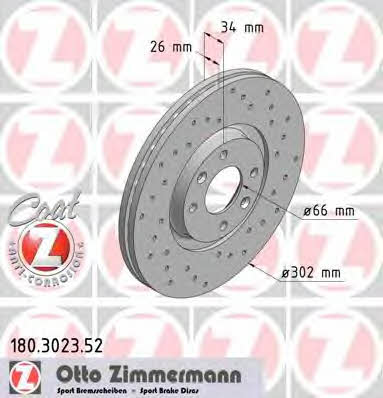 Otto Zimmermann 180.3023.52 Диск гальмівний передній вентильований 180302352: Купити в Україні - Добра ціна на EXIST.UA!