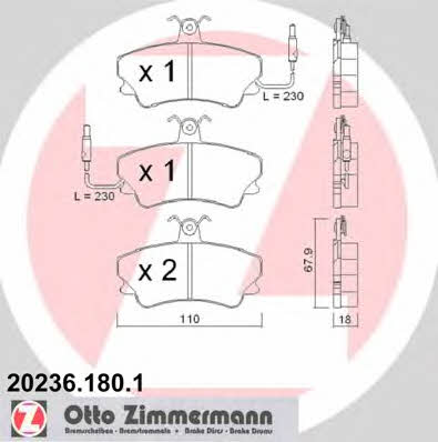 Otto Zimmermann 20236.180.1 Гальмівні колодки, комплект 202361801: Купити в Україні - Добра ціна на EXIST.UA!