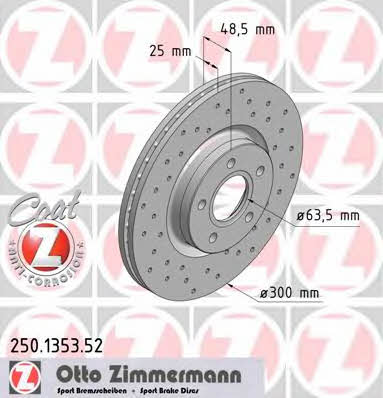 Otto Zimmermann 250.1353.52 Диск гальмівний передній вентильований 250135352: Приваблива ціна - Купити в Україні на EXIST.UA!