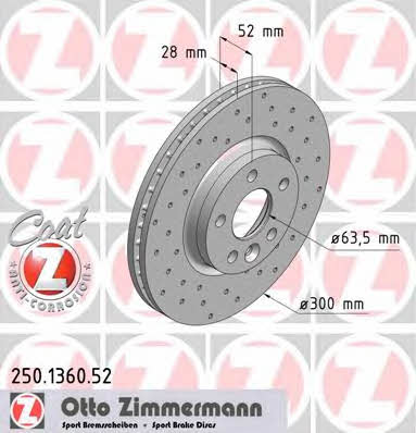 Otto Zimmermann 250.1360.52 Диск гальмівний 250136052: Купити в Україні - Добра ціна на EXIST.UA!