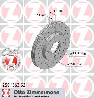 Otto Zimmermann 250.1363.52 Диск гальмівний передній вентильований 250136352: Купити в Україні - Добра ціна на EXIST.UA!