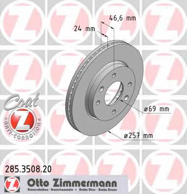 Otto Zimmermann 285.3508.20 Диск гальмівний передній вентильований 285350820: Приваблива ціна - Купити в Україні на EXIST.UA!