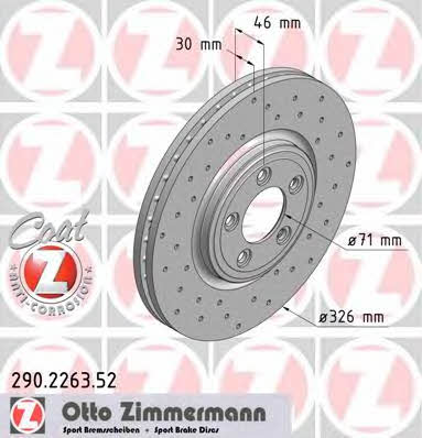 Otto Zimmermann 290.2263.52 Диск гальмівний передній вентильований 290226352: Купити в Україні - Добра ціна на EXIST.UA!