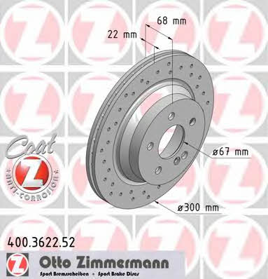 Otto Zimmermann 400.3622.52 Диск гальмівний задній вентильований 400362252: Купити в Україні - Добра ціна на EXIST.UA!